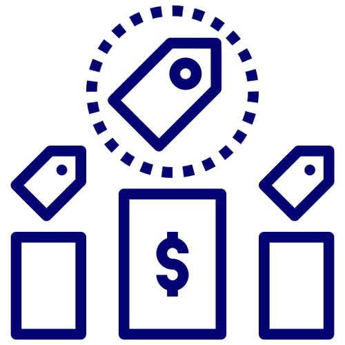 Blue pricing tags with dollar symbol