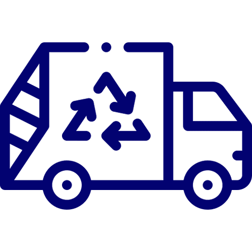 Recycling truck icon with arrows