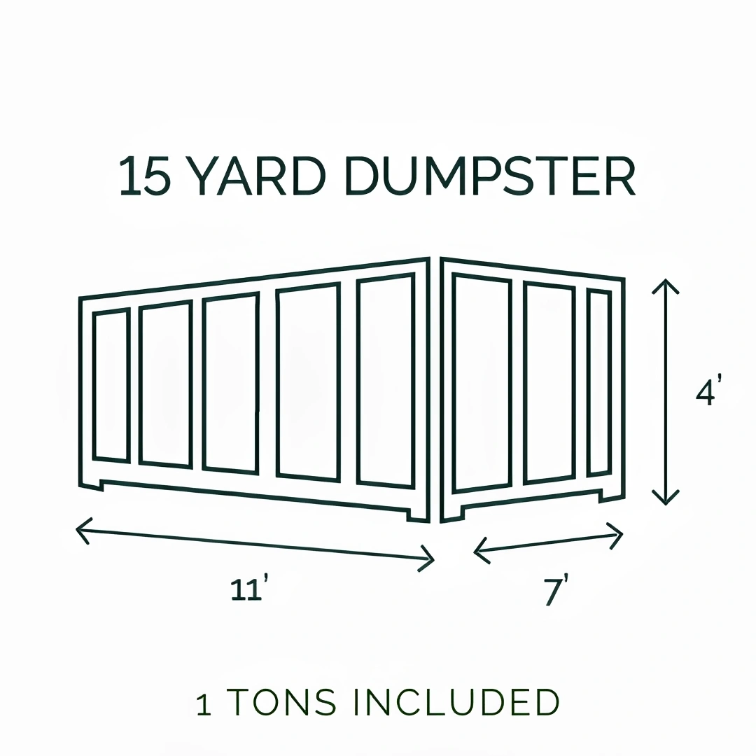 15-yard dumpster, 1 ton included
