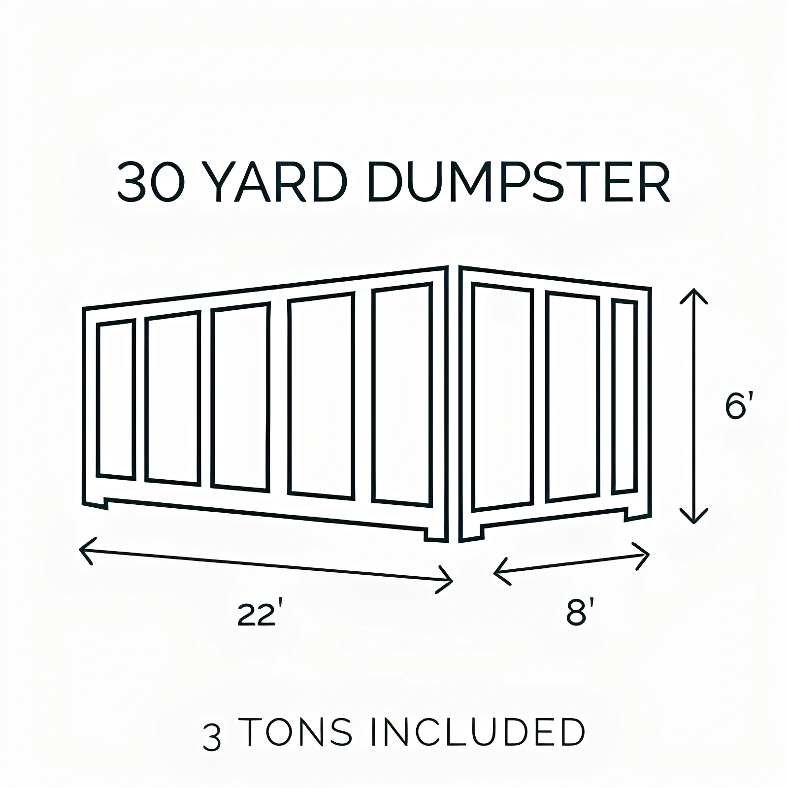 30 yard dumpster dimensions illustration
